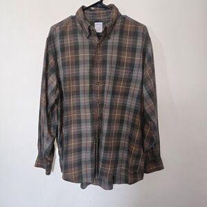 Brooks Brothers button shirt the original polo Brooke's flannel Sz large.